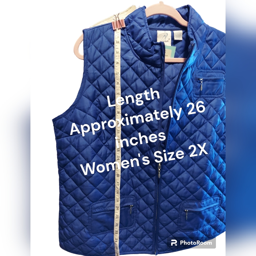 I ACTIVE Royal Blue Lightweight Quilted Vest Women's Size 2X NWT - Picture 6 of 8